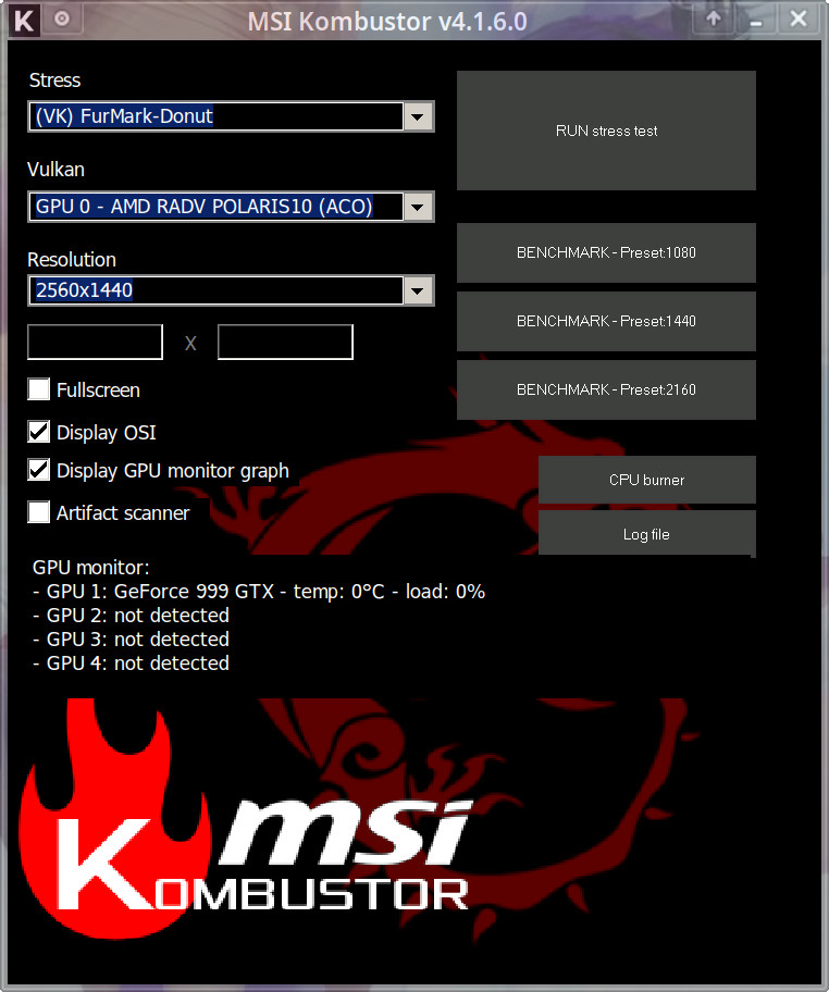 opengl 4.3 support for msi kombustor