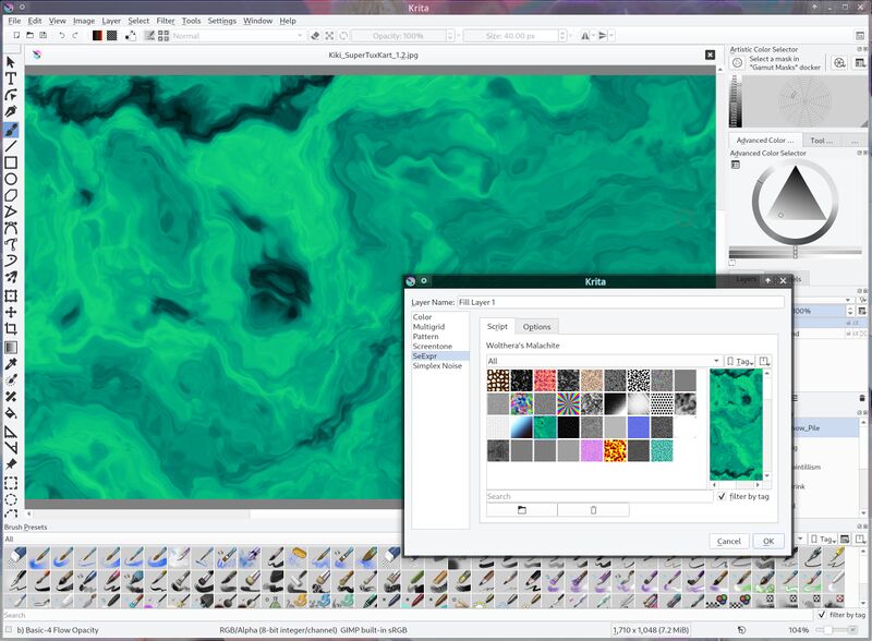 Krita 5.0.0 Prealpha Dynamic SeExpr Expression Fill layers Malachite.jpg