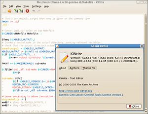 KWrite 4.2.65 on KDE Plasma 4.3