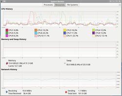 The GNOME System Monitor "Resources" view showing some nice graphs.